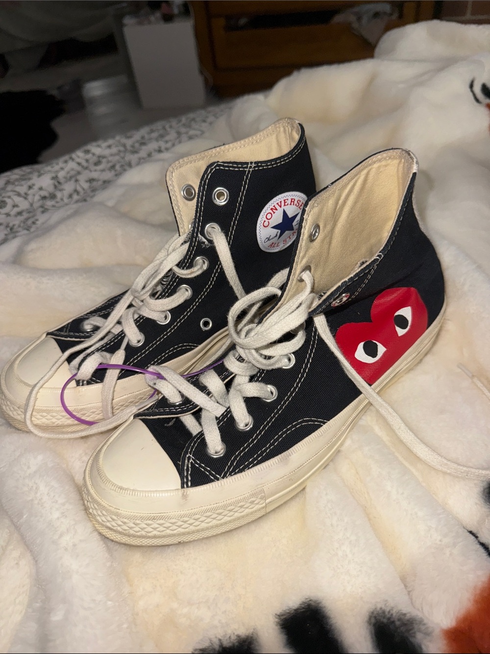 Converse x Comme des Garçons Play Black High-Top Sneakers with Red Heart